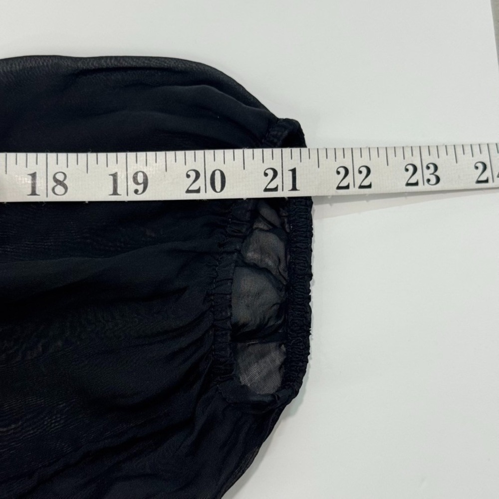 Tempo Paris Black Silk Sheer Ruffle Blouse Top Medium Made in Italy - Picture 10 of 10